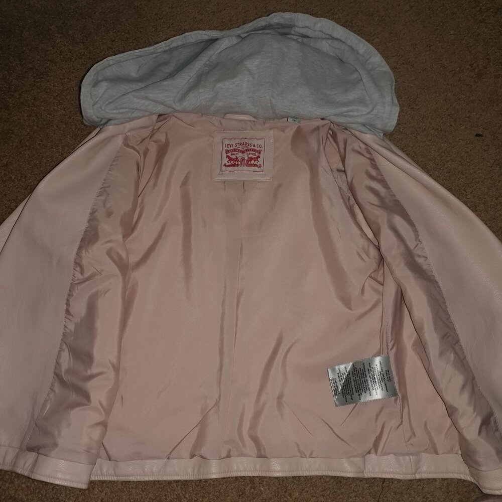 Levi's: Pink Faux Leather Moto Jacket W/Knit Hood - Women's Size Small - NWOT - Picture 4 of 11